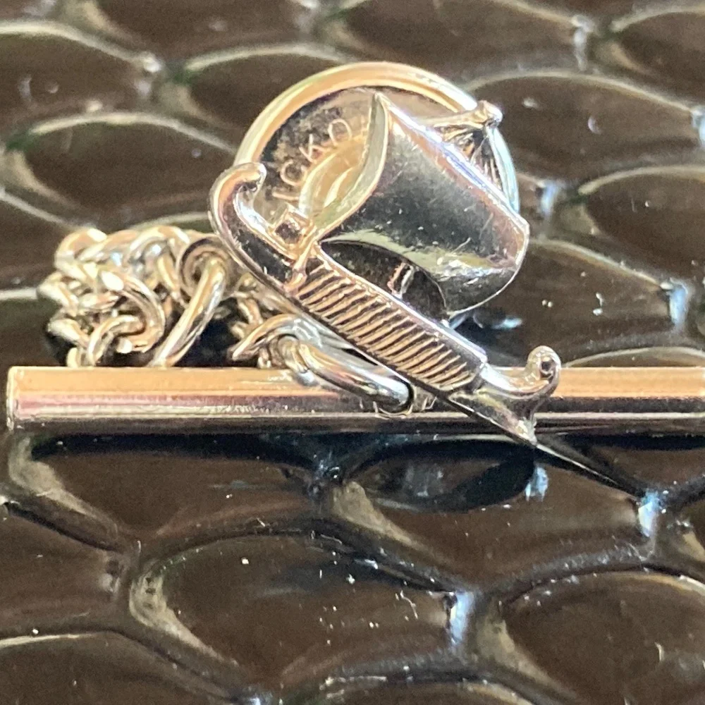 Vintage Arita  Tie Tack / Lapel Pin – Viking Longship Design – Silver Tone – USA